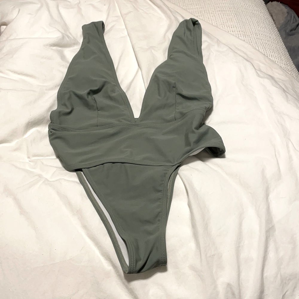 Deep Plunge Forest Green Swimsuit